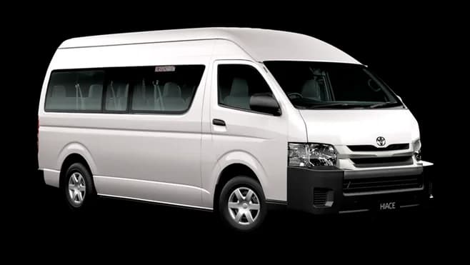 Toyota Hiace van used for passenger transfers