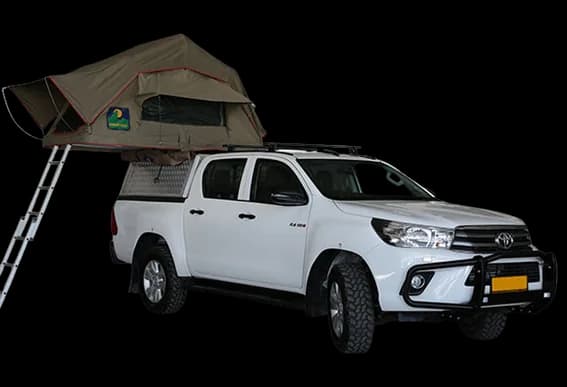 Toyota Hilux fitted with a rooftop tent for tours